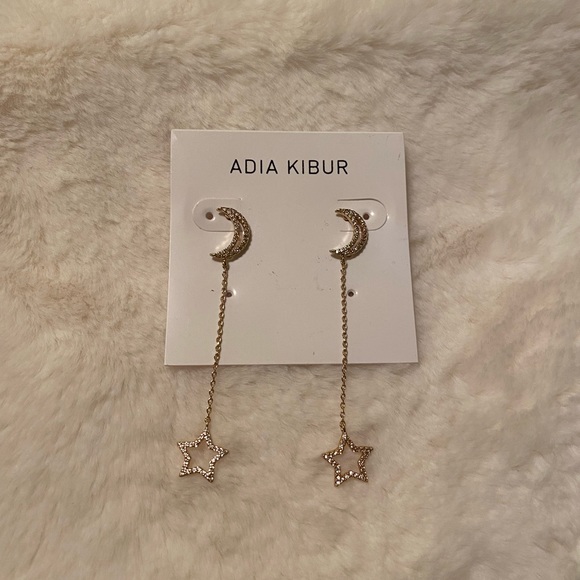 Adia Kibur Jewelry - Crescent Moon & Star Dangle Earrings